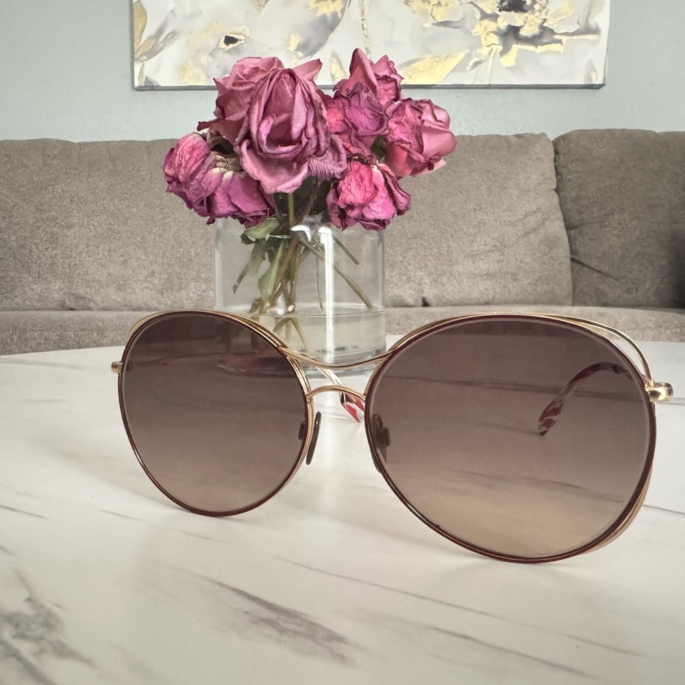 Burberry Gold Frame Sunglasses with Brown Tint